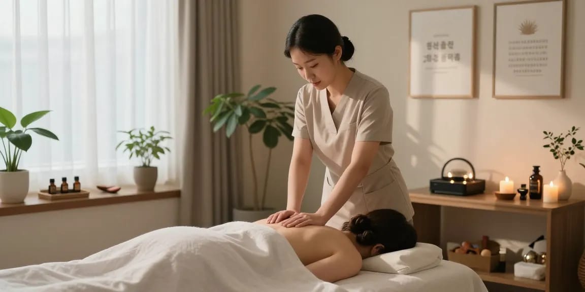 Relaxing 성남출장마사지 therapy session in a tranquil setting, highlighting wellness and rejuvenation.
