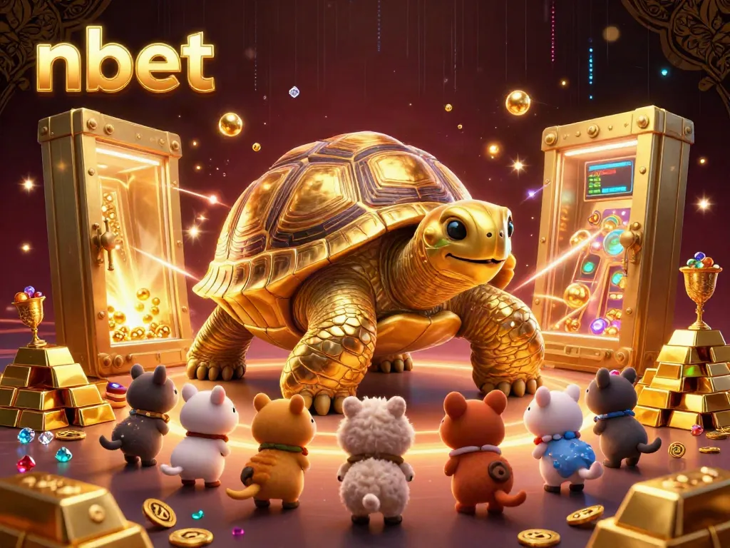 Experience the excitement of nbet with a vibrant, interactive casino scene featuring a golden tortoise pinball machine.
