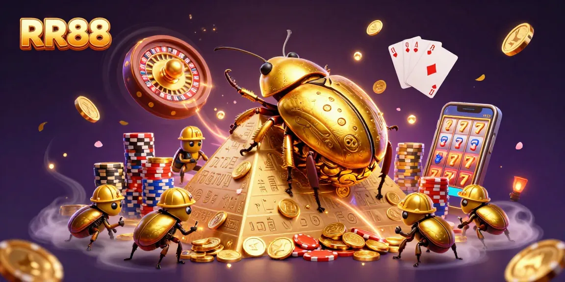 Engage with exciting gameplay at RR88, featuring dynamic casino elements and golden treasure.