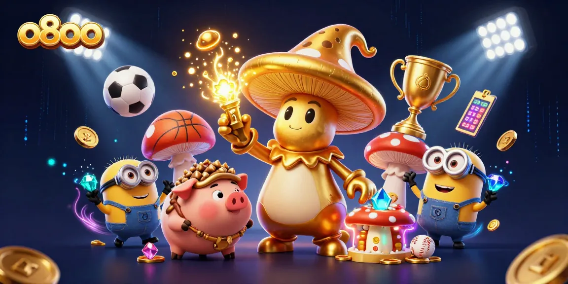 Experience thrilling gaming with o8oo in a vibrant 3D casino world, showcasing magic and sports elements.