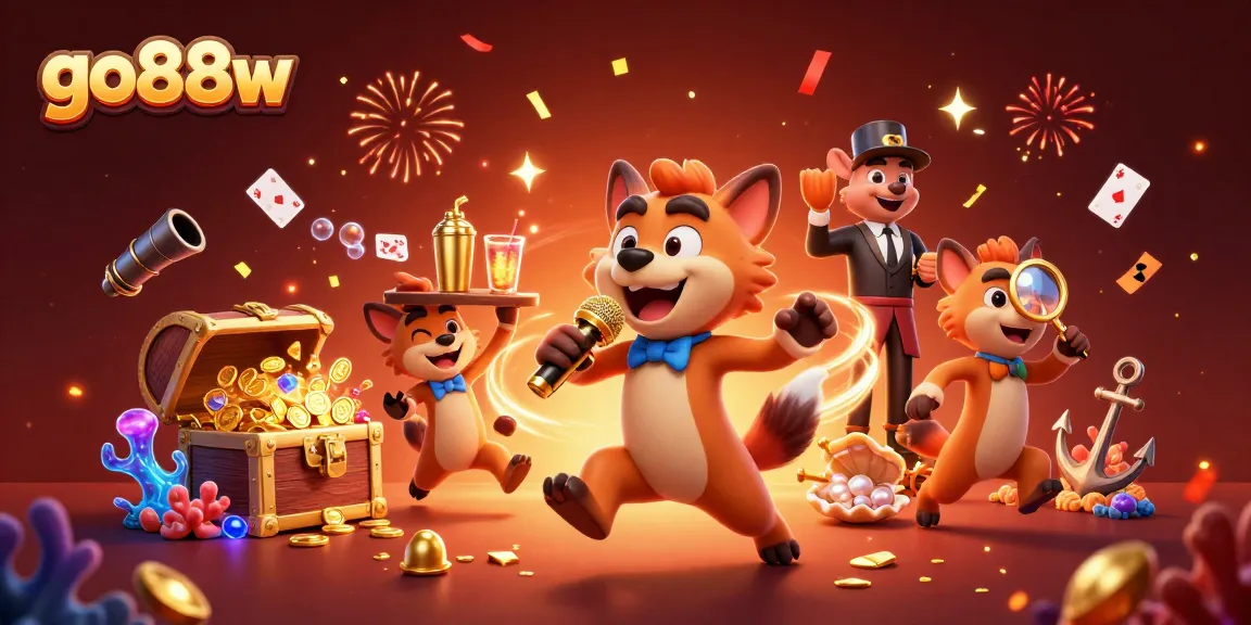 Hyenas entertain in the go88w casino club, delivering comedic shows amid vibrant gambling festivities.